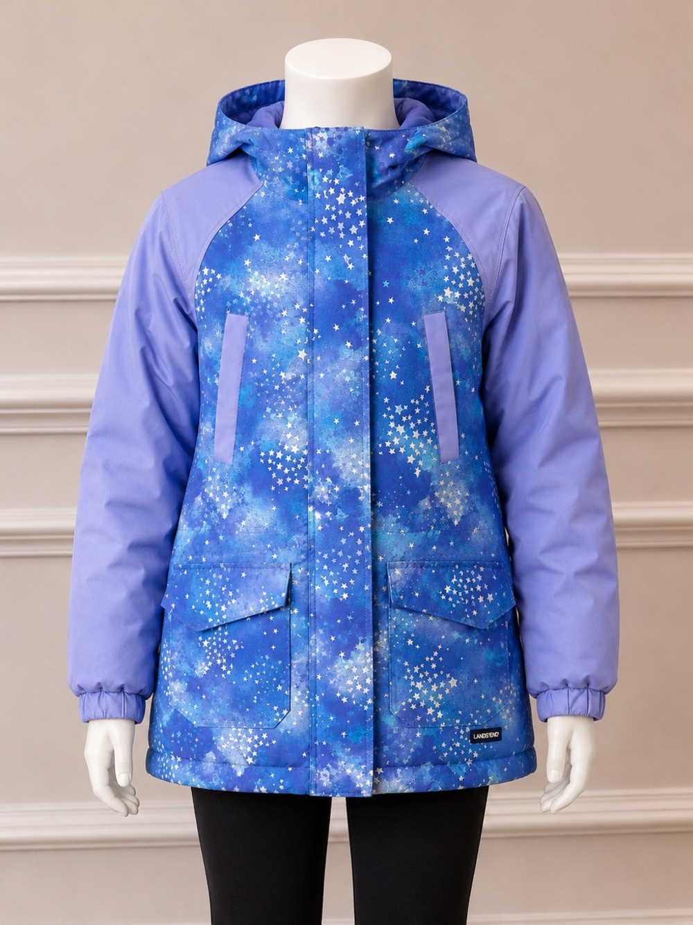 Blue Star-Print Kids Hooded Winter Jacket